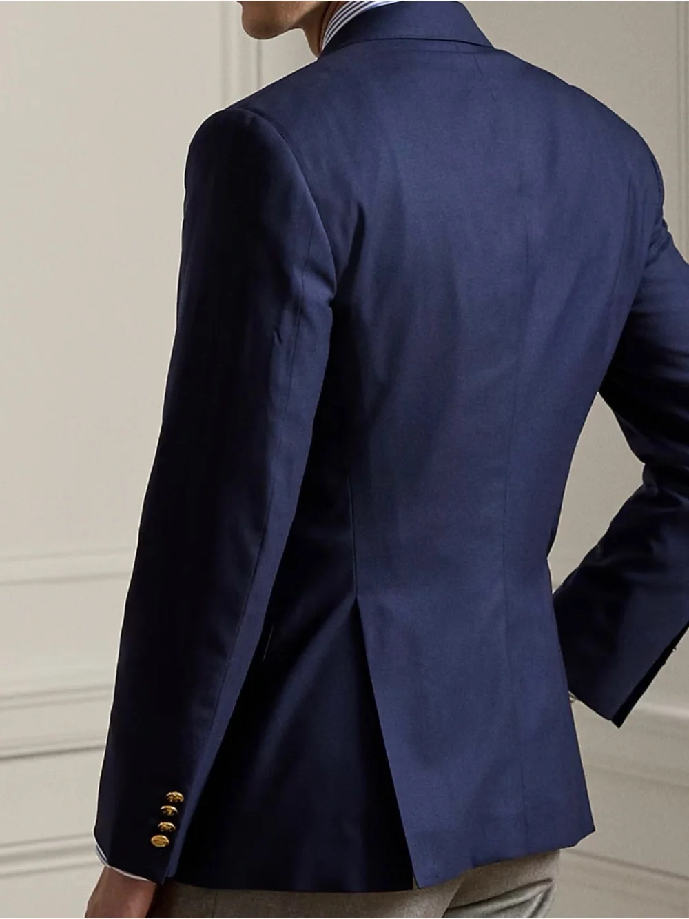 Ralph Lauren Purple Label Navy Double-Breasted Sport Coat with Gold Buttons